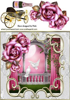 Pink Roses and Doves Set the Romantic Scene with Champagne
