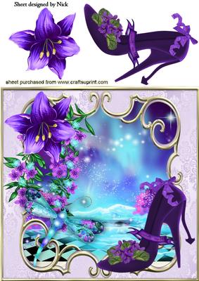 Fantasy Flowers & Dragonfly with Shoe 8x8