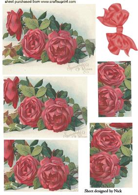 Red Roses with Bow Vintage Style Pyramids