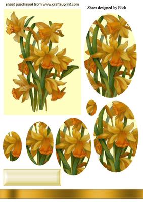 Golden Yellow Vintage Daffodils Oval Pyramids