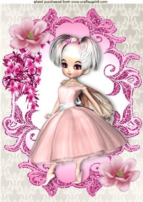 Dancing Faerie in Pink with Flowers A4