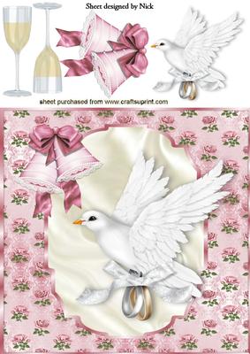 Wedding with White Dove Carrying Rings 8x8