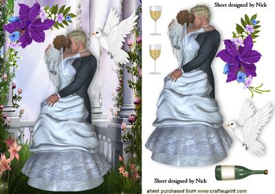 Love is in the Air! Kissing Wedding Couple