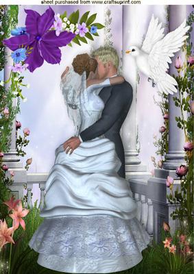 Love is in the Air! Kissing Wedding Couple A4