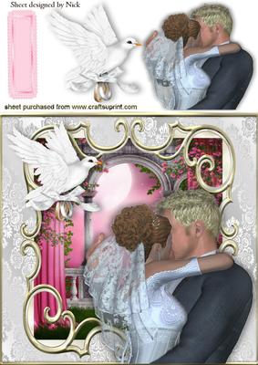 Sealed with a Kiss, Dove with Wedding Rings 8x8