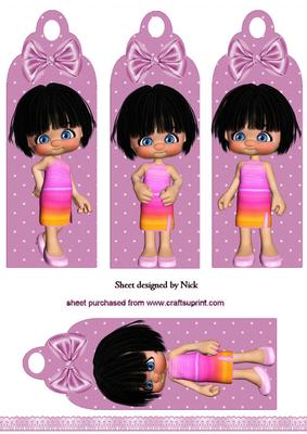Cute Little Gummy Girls with Bows Bookmarks