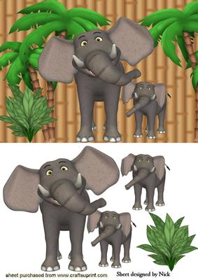 Baby Elephant and Mum in the Jungle