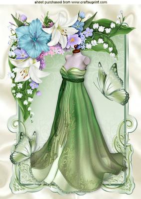 Beautiful Evening Gown with Flowers A4