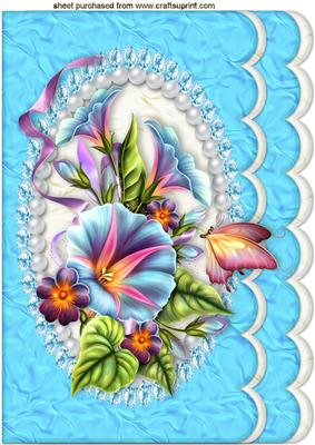 Morning Glory on Pearl Scalloped Frame A4