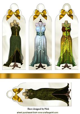 Vintage Dresses on Stands with Bows Bookmarks