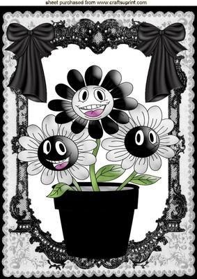 Funny Face Flowers and Bows in Lace Frame A4