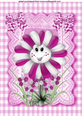Flowers with Faces and Pink Gingham Bows A4