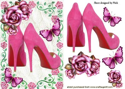 Pink Roses, Pink Shoes in Rose Frame