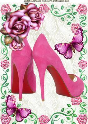 Pink Roses, Pink Shoes in Rose Frame A4