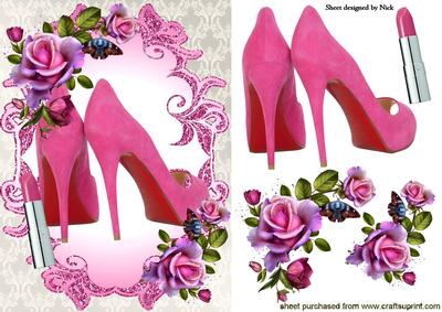 Pink Shoes, Pink Lippy in Rose Frame