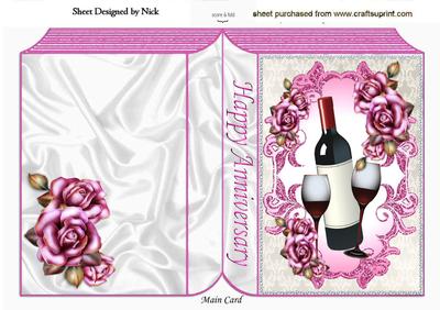 Anniversary with Wine and Roses Folded Book