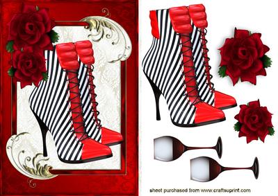 Red Roses with Sexy Red Boots and Wine