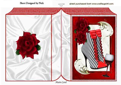Sexy Red Boots and Roses with Wine Folded Book