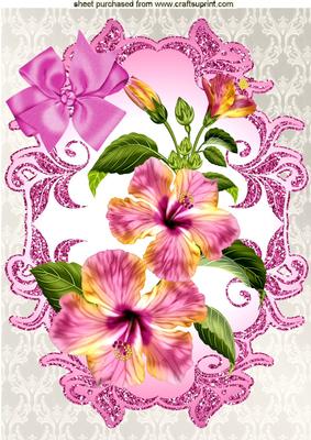 Spring Lilies with Bow in Sparkle Frame A4