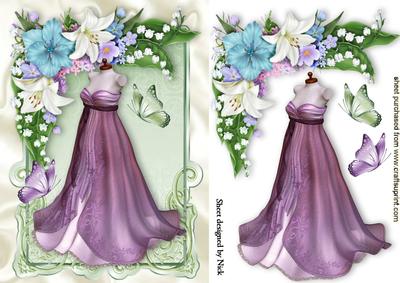 Beautiful Evening Gown in Pink with Flowers