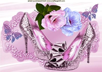 Pink Sparkle Shoes with Butterflies A4