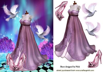 Pretty Pink Gown with Doves