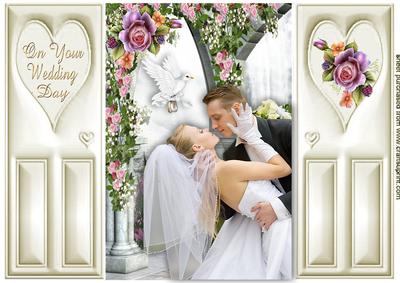 I Love You, Wedding Couple with Roses Cream Gatefold
