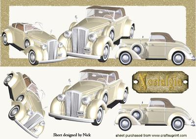 Vintage Cream Cars with Nostalgia Tag Dl