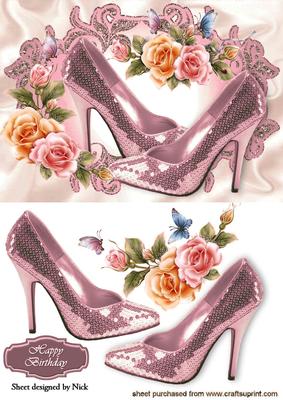 Rose Pink Sequin Shoes with Roses