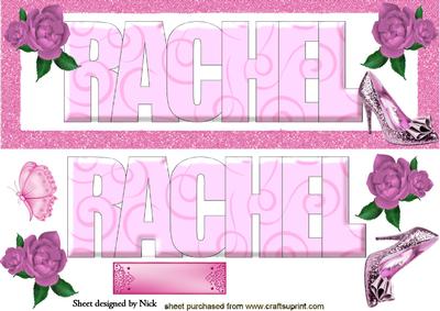 Rachel, Word Name with Pink Roses Dl