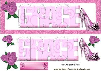 Grace, Word Name with Pink Rose and Shoe Dl