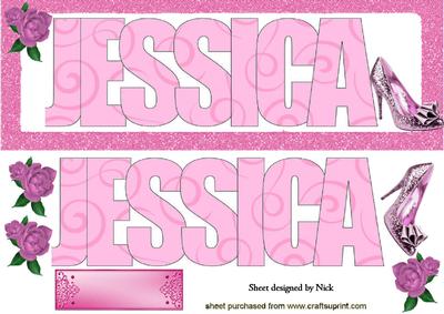 Jessica Word Name with Rose and Shoe Dl