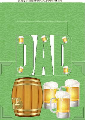 Dad Pop Up Card with Barrel and Pints of Beer