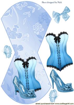 Pretty Lace Basque with Shoe and Butterflies Wobble Card