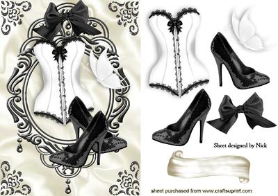 Black and White Basque with Shoes in Ornate Frame