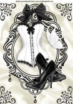 Black and White Basque with Shoes in Ornate Frame A4