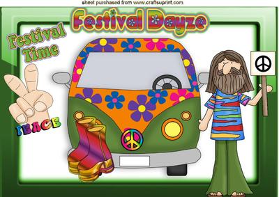 Hippie at Festival with Campervan A4