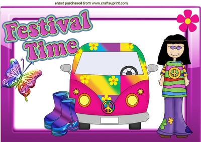 Hippie Girl with Campervan and Flower Power A4