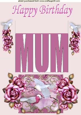 Pretty Exotic Birds with Pink Roses for Mum Pop Up