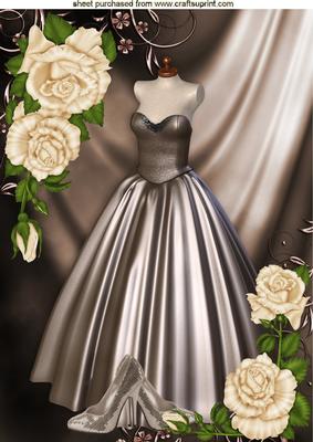 Beautiful Gold Gown with Cream Roses A4