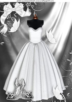 Beautiful White Gown with Bow and White Butterflies A4