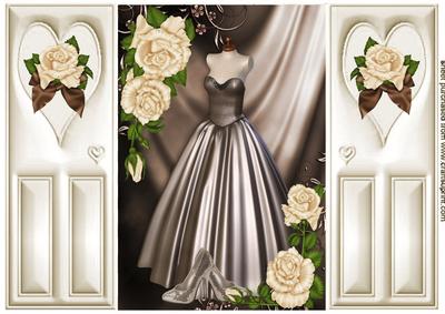 Beautiful Gold Gown with Cream Roses Gatefold