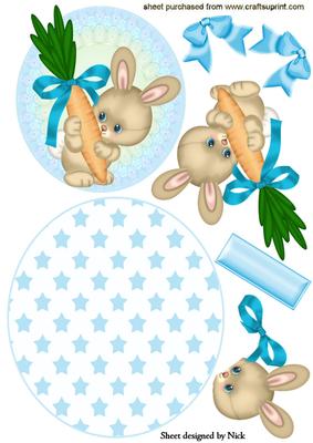 Cute Bunny with Carrot and Bows Rocker Card