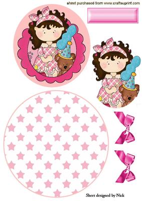 Birthday Girl! with Balloons and Teddy Rocker Card