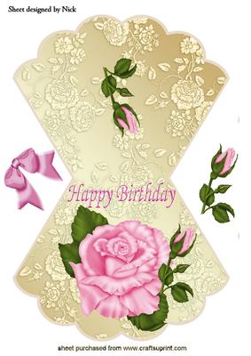 Pretty Pink Rose on Gold Rose Background Rocker Card