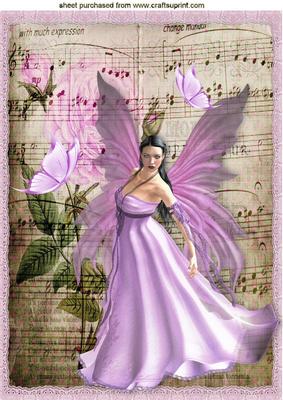 Fantasy Faerie with Rose and Music Background A4