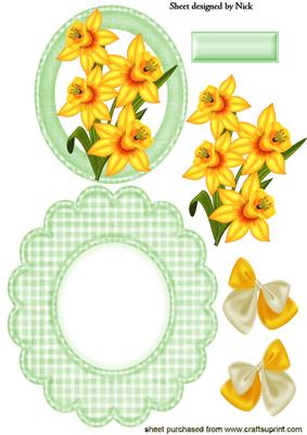 Yellow Spring Daffodils with Bows Rocker/wobble Card
