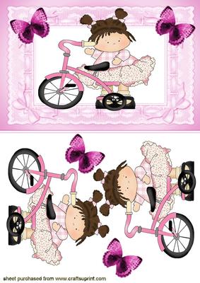 Love My Bike, Cute Litte Girl in Pretty Frame
