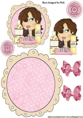 Makeup Girl with Bows Rocker Card
