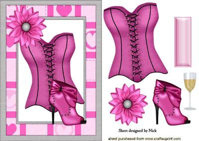 Pink Basque with Boot and Flower